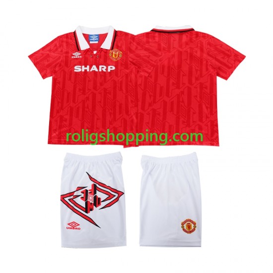 Fotbollströja Manchester United 1993 Retro Barn Hemmaställ 1994 Kort ärm