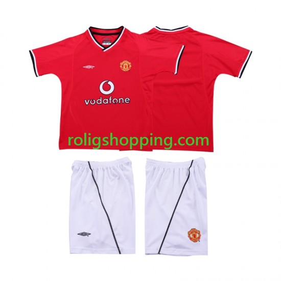 Fotbollströja Manchester United 2000 2002 Retro Barn Hemmaställ Kort ärm