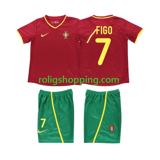Fotbollströja Portugal FIGO 7 2002 Retro Barn Hemmaställ Kort ärm