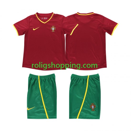 Fotbollströja Portugal 2002 Retro Barn Hemmaställ Kort ärm