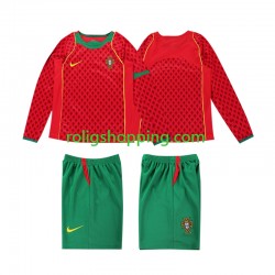 Fotbollströja Portugal Retro Barn Hemmaställ 2004 Lång ärm Fotbollströja Portugal Retro Barn Hemmaställ 2004 Lång ärm