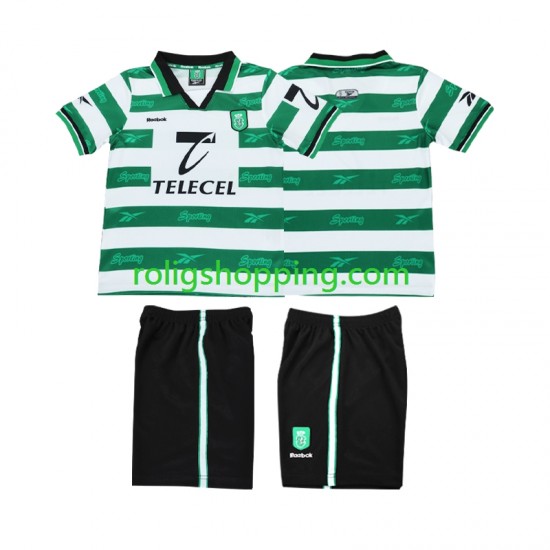 Fotbollströja Sporting Lissabon 2000 Retro Barn Hemmaställ 1999 Kort ärm
