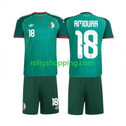 Fotbollströja Algeriet Mohamed Amoura 18 Barn Bortaställ 2026 Kort ärm Fotbollströja Algeriet Mohamed Amoura 18 Barn Bortaställ 2026 Kort ärm