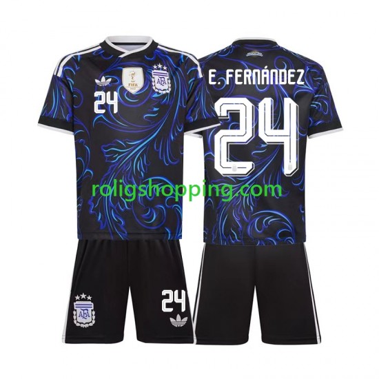 Fotbollströja Argentina Enzo Fernandez 24 Barn Bortaställ World Cup 2026 Kort ärm