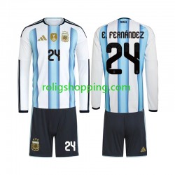 Fotbollströja Argentina Enzo Fernandez 24 Barn Hemmaställ World Cup 2026 Lång ärm