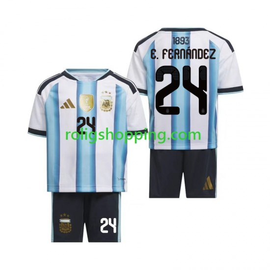 Fotbollströja Argentina Enzo Fernandez 24 Barn Hemmaställ World Cup 2026 Kort ärm