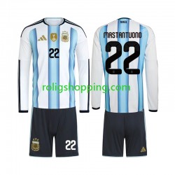 Fotbollströja Argentina Franco Mastantuono 22 Barn Hemmaställ World Cup 2026 Lång ärm