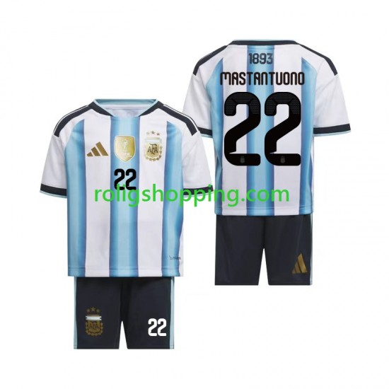 Fotbollströja Argentina Franco Mastantuono 22 Barn Hemmaställ World Cup 2026 Kort ärm