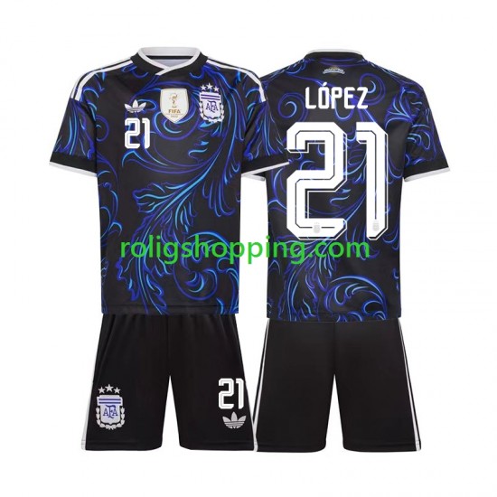 Fotbollströja Argentina Jose Manuel Lopez 21 Barn Bortaställ World Cup 2026 Kort ärm
