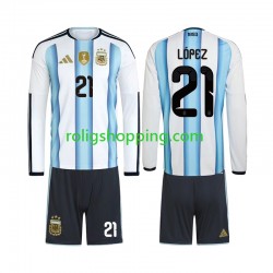 Fotbollströja Argentina Jose Manuel Lopez 21 Barn Hemmaställ World Cup 2026 Lång ärm