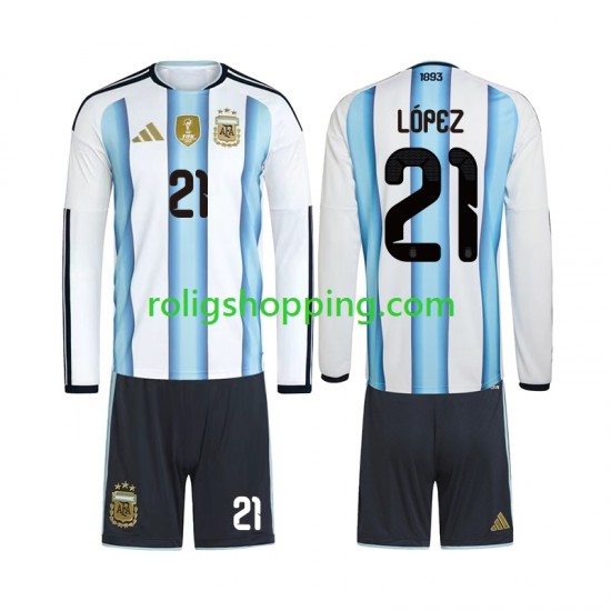 Fotbollströja Argentina Jose Manuel Lopez 21 Barn Hemmaställ World Cup 2026 Lång ärm