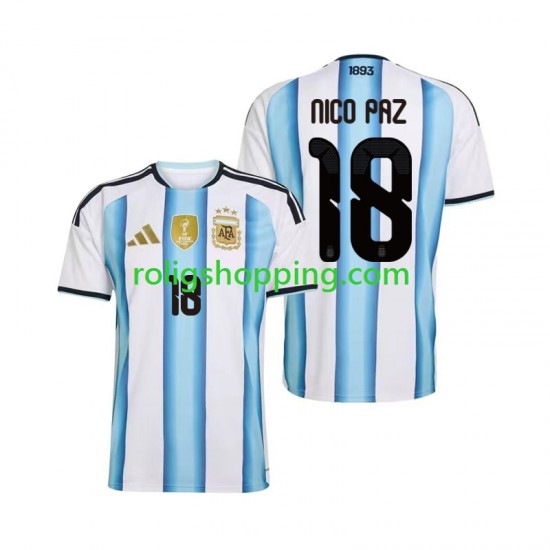 Fotbollströja Argentina Nico Paz 18 Män Hemmaställ World Cup 2026 Kort ärm
