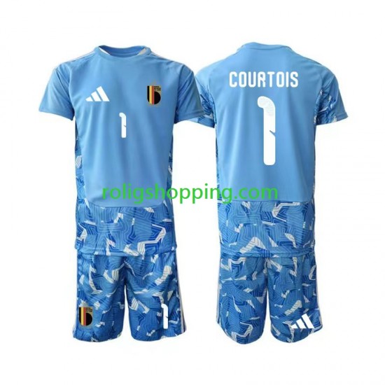 Fotbollströja Belgien Thibaut Courtois 1 Målvakt Barn Hemmaställ World Cup 2026 Kort ärm
