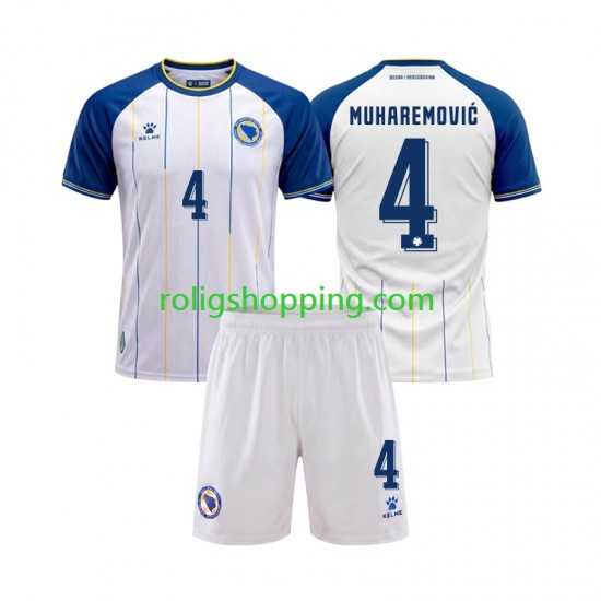 Fotbollströja Bosnien Hercegovina Tarik Muharemovic 4 Barn Bortaställ World Cup 2026 Kort ärm