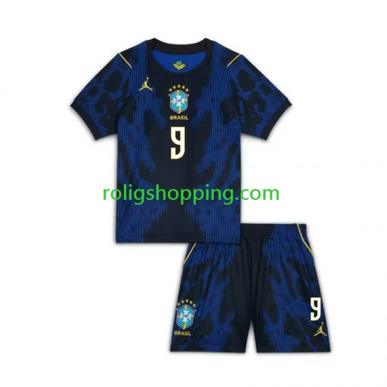 Fotbollströja Brasilien Matheus Cunha 9 Chidlren Bortaställ World Cup 2026 Kort ärm