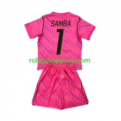 Fotbollströja Frankrike Brice Samba 1 Målvakt Barn Bortaställ World Cup 2026 Kort ärm