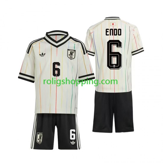 Fotbollströja Japan Wataru Endo 6 Barn Bortaställ World Cup 2026 Kort ärm