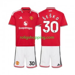 Fotbollströja Manchester United Benjamin Sesko 30 Barn Hemmaställ 2026-2027 Kort ärm