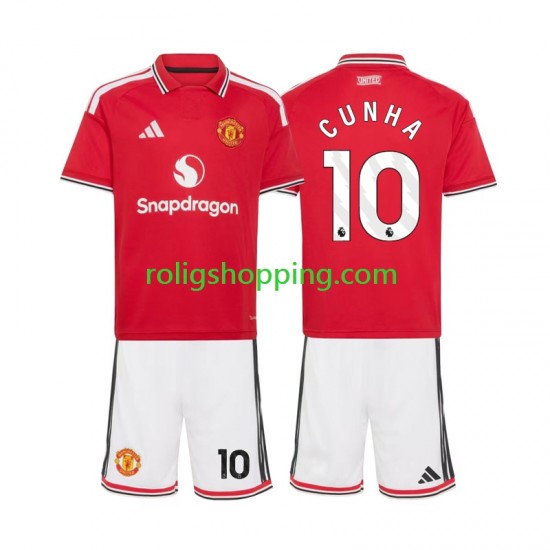 Fotbollströja Manchester United Matheus Cunha 10 Barn Hemmaställ 2026-2027 Kort ärm