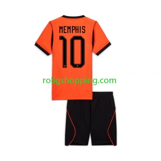 Fotbollströja Nederländerna Memphis Depay 10 Barn Hemmaställ World Cup 2026 Kort ärm