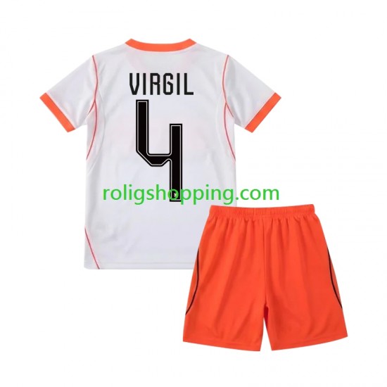 Fotbollströja Nederländerna Virgil van Dijk 4 Barn Bortaställ World Cup 2026 Kort ärm