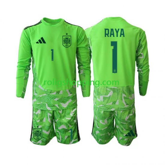 Fotbollströja Spanien David Raya 1 6th Green color Målvakt Barn World Cup 2026 Lång ärm
