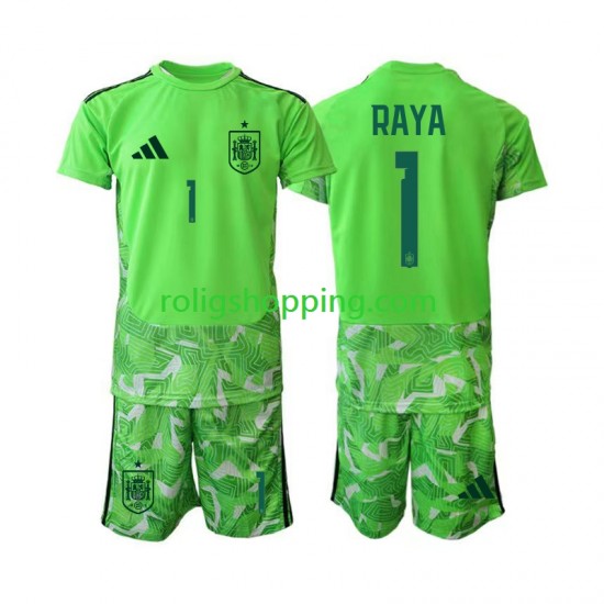 Fotbollströja Spanien David Raya 1 6th Green color Målvakt Barn World Cup 2026 Kort ärm