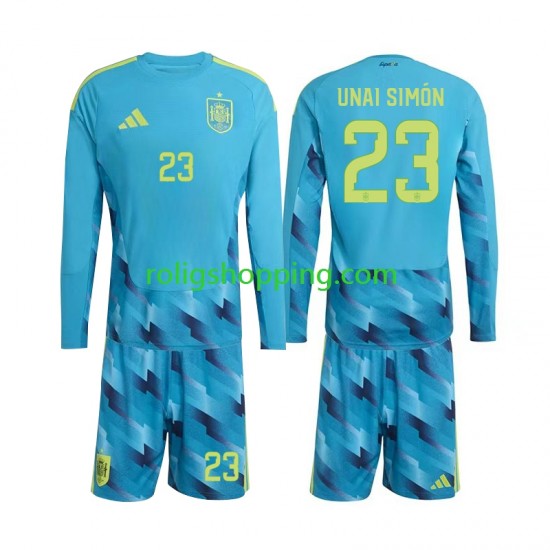 Fotbollströja Spanien Unai Simon 23 Målvakt Barn Hemmaställ World Cup 2026 Lång ärm