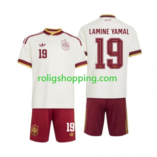 Fotbollströja Spanien Lamine Yamal 19 Barn Bortaställ World Cup 2026 Kort ärm