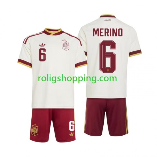 Fotbollströja Spanien Mikel Merino 6 Barn Bortaställ World Cup 2026 Kort ärm