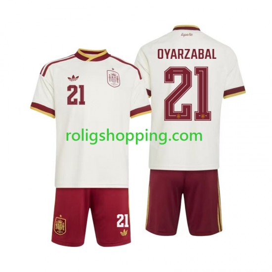 Fotbollströja Spanien Mikel Oyarzabal 21 Barn Bortaställ World Cup 2026 Kort ärm