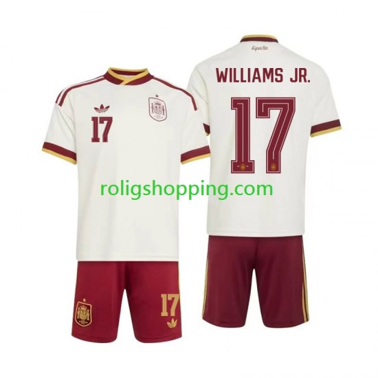 Fotbollströja Spanien Nico Williams 17 Barn Bortaställ World Cup 2026 Kort ärm