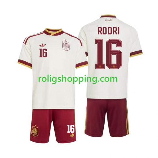 Fotbollströja Spanien Rodri 16 Barn Bortaställ World Cup 2026 Kort ärm