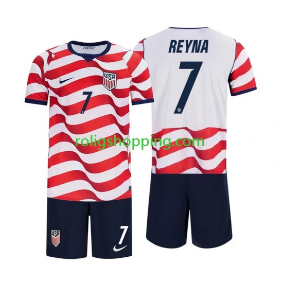 Fotbollströja USA Giovanni Reyna 7 Barn Hemmaställ World Cup 2026 Kort ärm