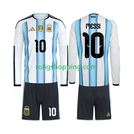 Fotbollströja Argentina Lionel Messi 10 Barn Hemmaställ World Cup 2026 Lång ärm