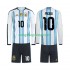 Fotbollströja Argentina Lionel Messi 10 Barn Hemmaställ World Cup 2026 Lång ärm