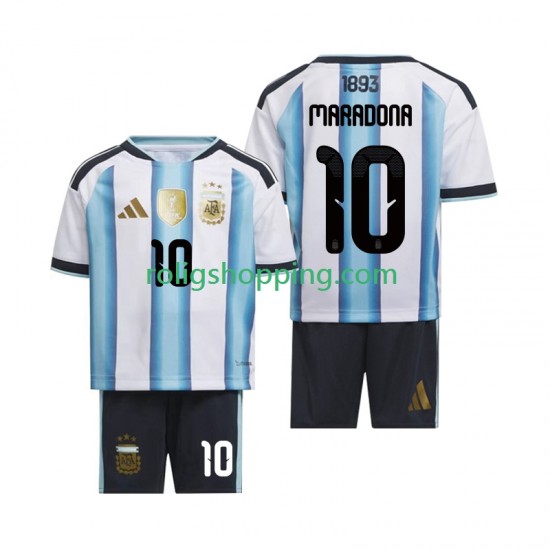 Fotbollströja Argentina Maradona 10 Barn Hemmaställ World Cup 2026 Kort ärm