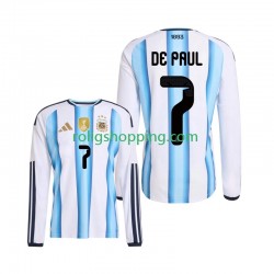 Fotbollströja Argentina Rodrigo De Paul 7 Män Hemmaställ World Cup 2026 Lång ärm