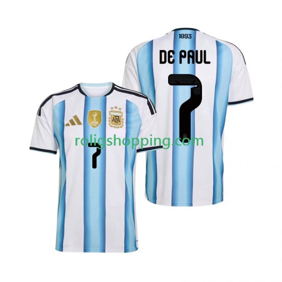Fotbollströja Argentina Rodrigo De Paul 7 Män Hemmaställ World Cup 2026 Kort ärm