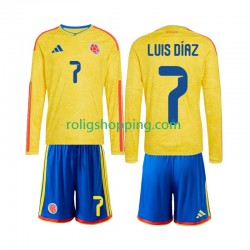 Fotbollströja Colombia Luis Diaz 7 Barn Hemmaställ World Cup 2026 Lång ärm