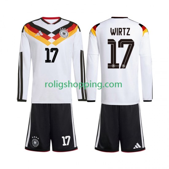 Fotbollströja Tyskland Florian Wirtz 17 Barn Hemmaställ World Cup 2026 Lång ärm