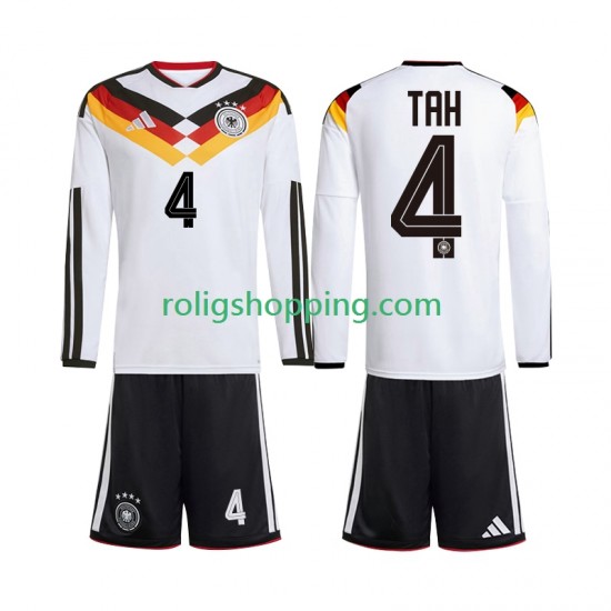 Fotbollströja Tyskland Jonathan Tah 4 Barn Hemmaställ World Cup 2026 Lång ärm