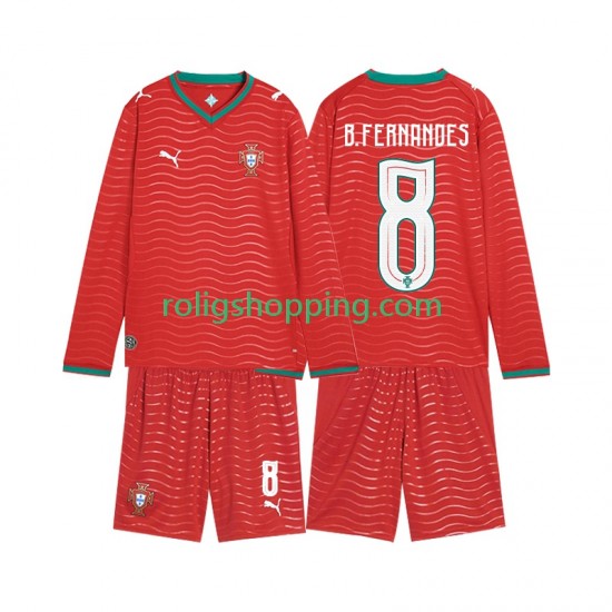 Fotbollströja Portugal Bruno Fernandes 8 Barn Hemmaställ World Cup 2026 Lång ärm