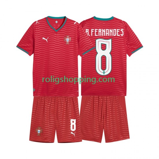 Fotbollströja Portugal Bruno Fernandes 8 Barn Hemmaställ World Cup 2026 Kort ärm