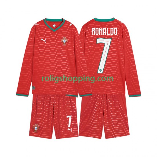Fotbollströja Portugal Cristiano Ronaldo 7 Barn Hemmaställ World Cup 2026 Lång ärm