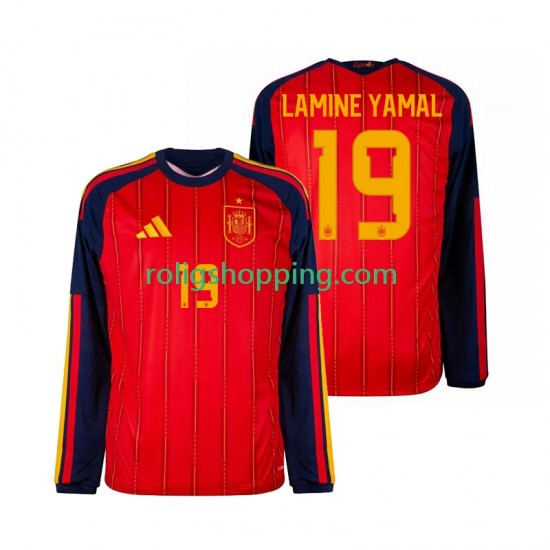 Fotbollströja Spanien Lamine Yamal 19 Män Hemmaställ World Cup 2026 Lång ärm
