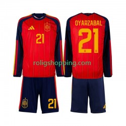 Fotbollströja Spanien Mikel Oyarzabal 21 Barn Hemmaställ World Cup 2026 Lång ärm