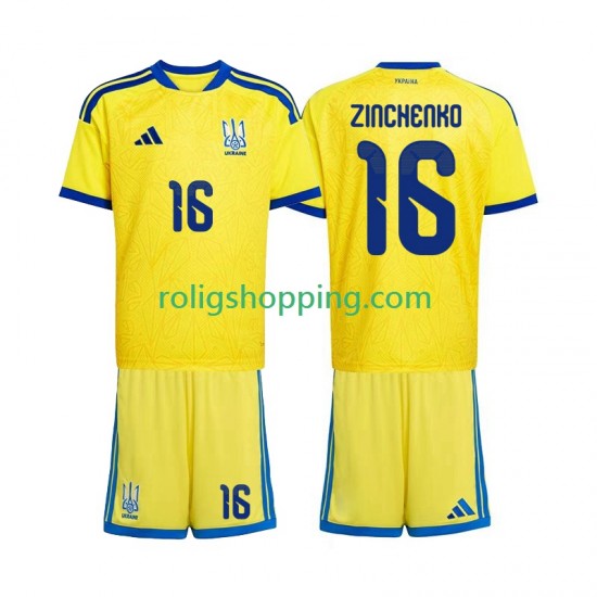 Fotbollströja Ukraina Oleksandr Zinchenko 16 Barn Hemmaställ World Cup 2026 Kort ärm