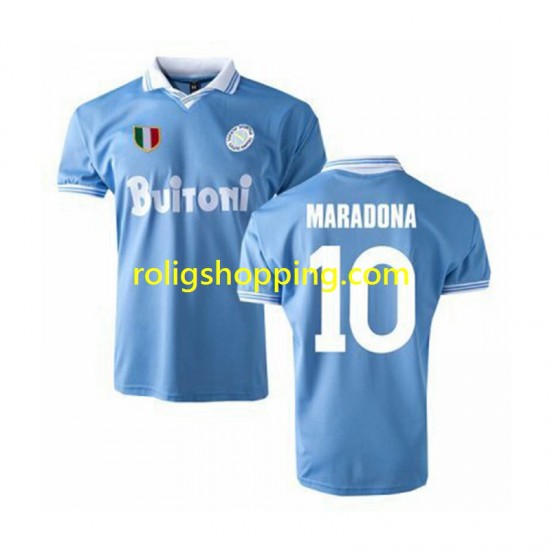 Fotbollströja SSC Napoli SSC MARADONA 10 1986 Retro Män Hemmaställ Kort ärm