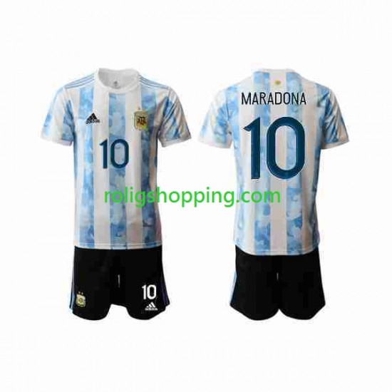 Fotbollströja Argentina Maradona 10 2020-2021 Barn Hemmaställ Kort ärm